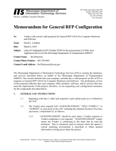 Memorandum for General RFP Configuration