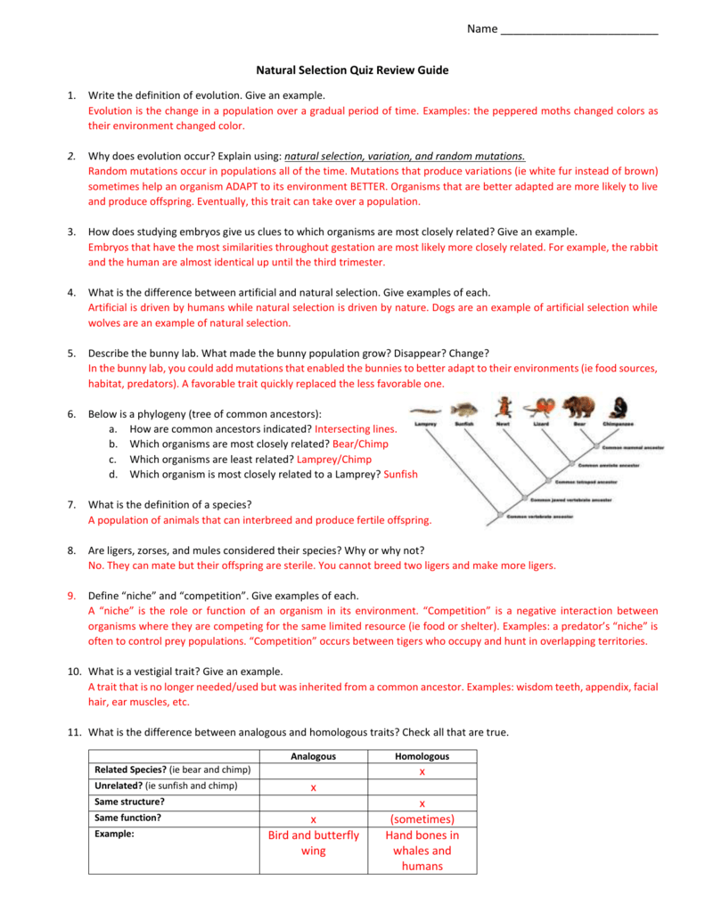 Natural And Artificial Selection Gizmo Answer Key ...