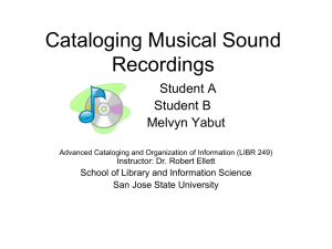 Cataloging Musical Sound Recordings
