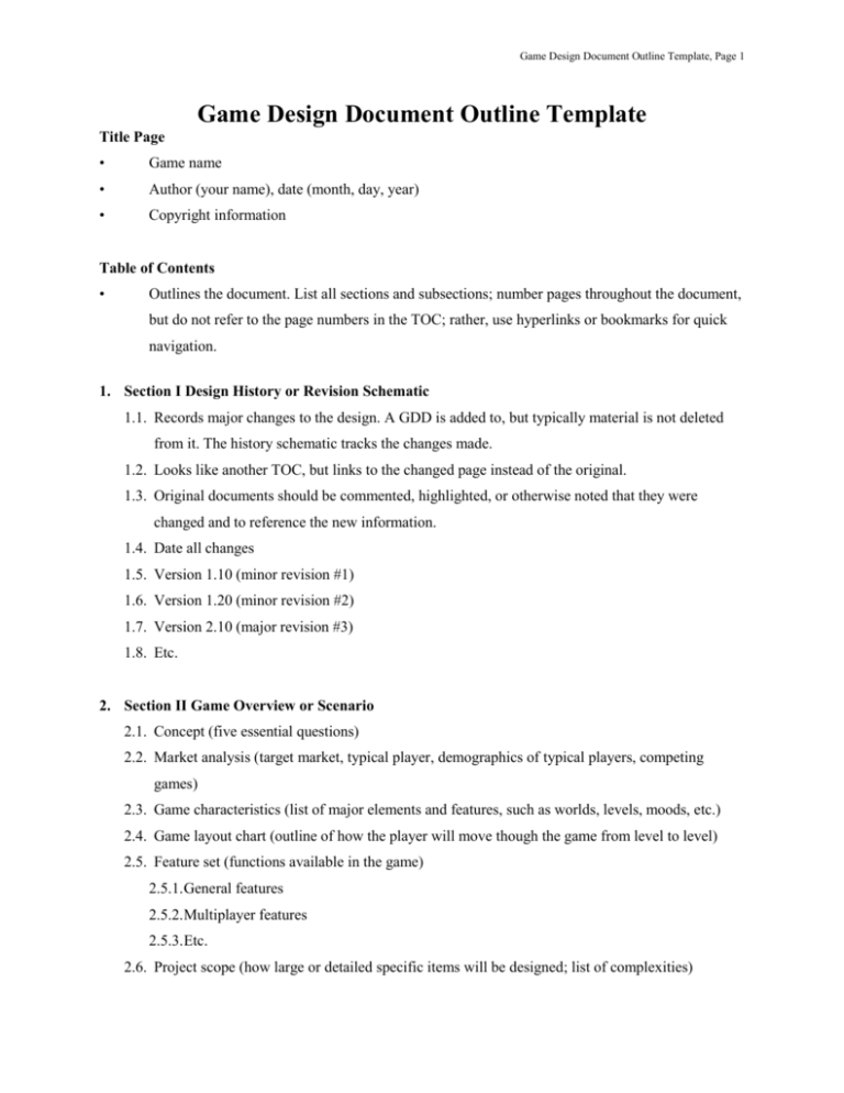 Figure 1 9 Game Design Document Template