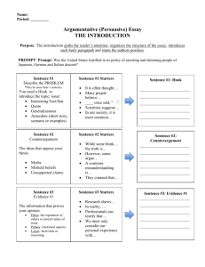 Persuasive Essay Worksheet