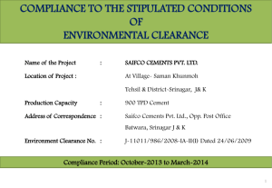 Environment Clearance No. - Regional Office, Chandigarh