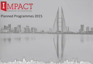 Planned Programmes 2015 - Impact Training Institute