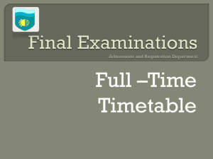 Final Examination Admissions and Registration Department