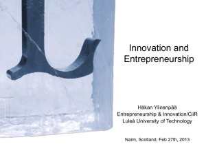 Hakan Ylinenpaa - Innovation and Entrepreneurship