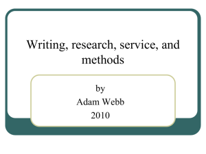 Writing, research, service, and methods - Adam Webb