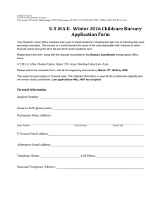 U.T.M.S.U. Winter 2016 Childcare Bursary Application Form