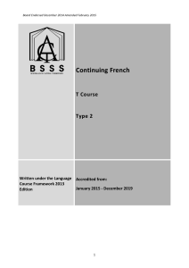 French - Continuing - ACT Board of Senior Secondary Studies
