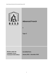 French - Advanced - ACT Board of Senior Secondary Studies