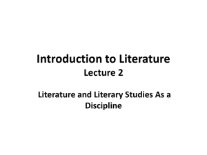 Introduction to Literature Lecture 2