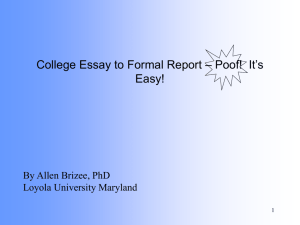 Inquiry Essay to Formal Report - Allen Brizee, PhD, Loyola