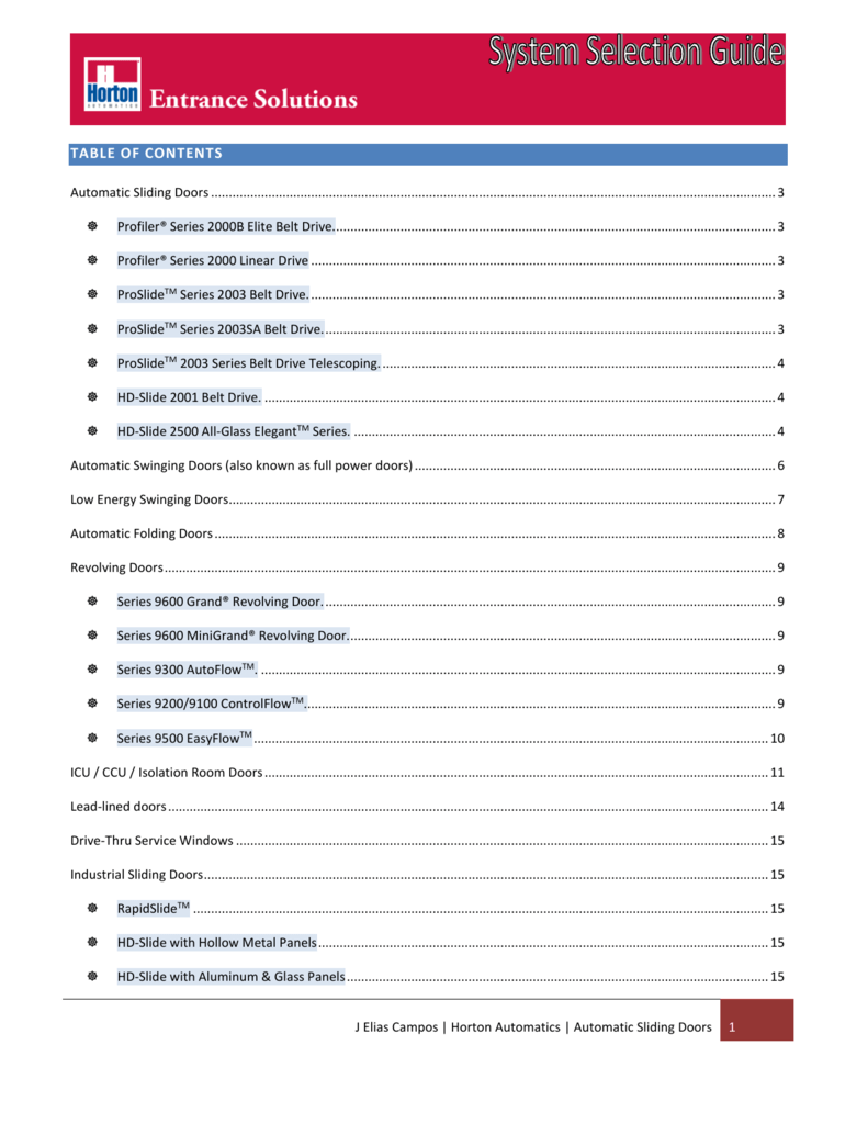 HortonAutomaticsSystemSolutionSelection