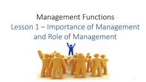 Management Functions Part 1 – Importance of Management