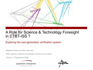 A Role for Science & Technology Foresight in CTBT-ISS?