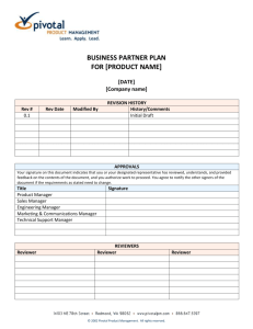 Partner Plan Template - Pivotal Product Management