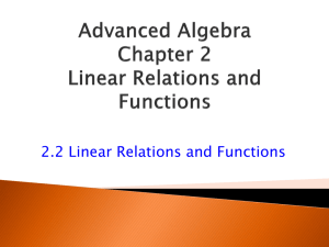 2.2 Linear Relations and Functions