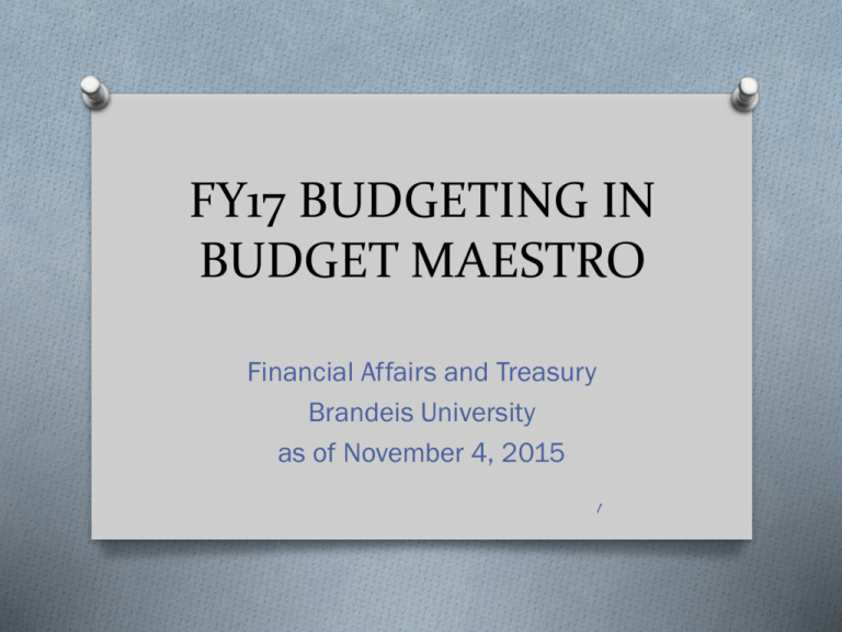 master equipment budget workbook