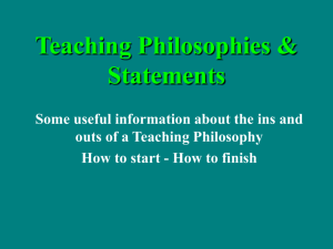 PowerPoint Presentation - Teaching Philosophies & Statements