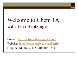 Welcome to Chem 1A with Terri Bentzinger