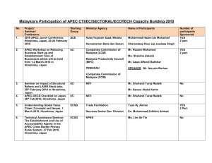 Malaysia*s Participation of APEC CTI/EC/SECTORAL