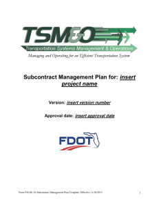 Subcontract Management Plan Template