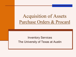 Acquisition of Assets Purchase Order
