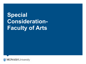 Special consideration - Faculty of Arts