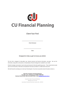 Reverse fact find - CU Financial Planning