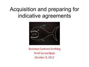 Acquisition and preparing for indicative agreements