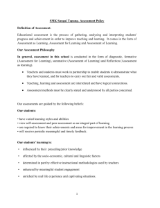 SMK Sungai Tapang- Assessment Policy Definition of Assessment