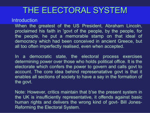 THE ELECTORAL SYSTEM Introduction When the greatest of the