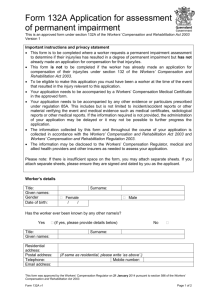 Application for assessment of permanent impairment Form 132A