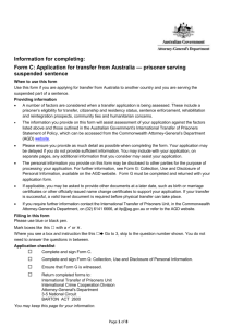 Form C: Application for transfer from Australia * prisoner serving