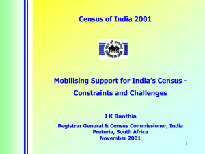 Mobilising Support for India's Census - Constraints and