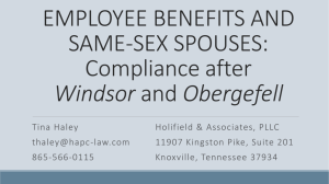 Employee Benefits and Same Sex Spouses
