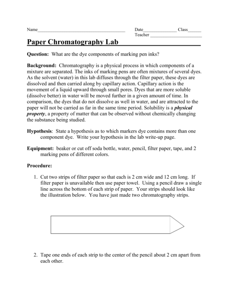paper chromatography lab hypothesis