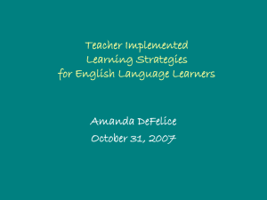 Teacher Implemented Learning Strategies for English Language