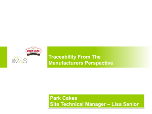 Park Cakes – Traceability From Manufacturer's Perspetive ()