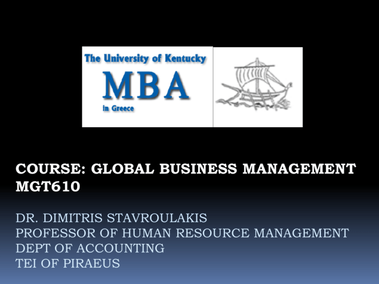 Course Global Business Management Mgt610