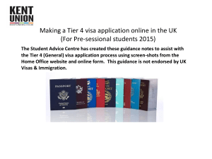 visa application process using screen-shots from the