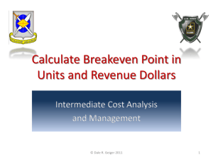 Calculate Breakeven Point in Units and Revenue Dollars