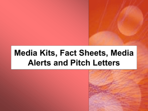 Media Kits, Fact Sheets and Pitch Letters