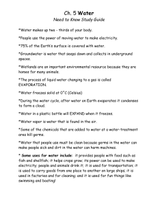 Science...Ch. 5 Study Guide Water
