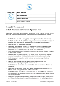All Staff, Volunteers and Governors Agreement Form
