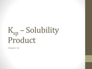 Ksp- Solubility Product Basics