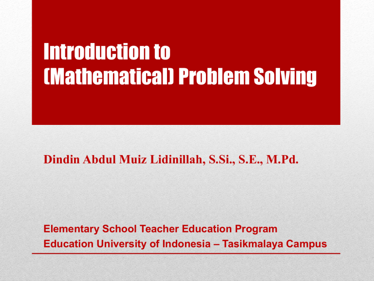 thoughts about research on mathematical problem solving instruction