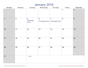 2016 Calendar Template for Word