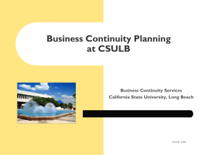 Disaster Recovery Planning - California State University, Long Beach