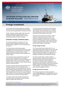 Foreign investment - Offshore Petroleum Exploration Acreage Release