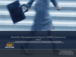 Monthly Management Report (MMR) Measures WIA